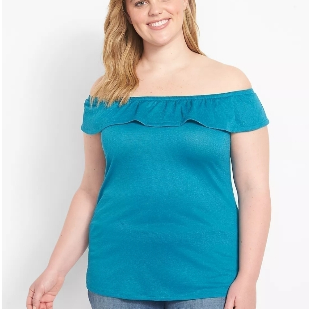 NWT LANE BRYANT CLASSIC OFF THE SHOULDER PEASANT TOP